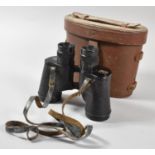 A Pair of WWII American 6x30 Leather Cased Binoculars by the Universal Camera Corp, New York, USA,