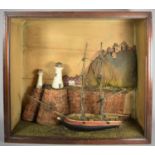 A 19th Century Cased Diorama Depicting Wooden Two Masted Sailing Ship 'Eliza' Entering a Harbour