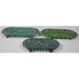 A Collection of Green Painted Cast Iron Pierced Kettle Stands, The Largest 28cm Long