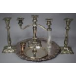 A Collection of Silver Plated Items to Include Circular Silver Plated Tray Decorated with Vine and