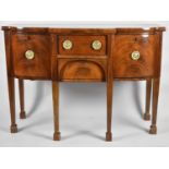 A 19th Century Mahogany Breakfront Sideboard with Two Centre Drawer and Quadrant Side Drawers All