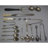 A Collection of Silver Plate and Silver Items to Include Souvenir Spoons, Victorian Teaspoon and