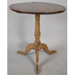 A 19th Century Circular Snap Top Tripod Table, 60cm Diameter, Base Repaired and Sun Bleached