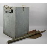 A Vintage Wooden Ammunition Box Together with a German Military Folding Pick Shovel