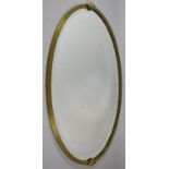 A Mid 20th Century Brass Framed Oval Wall Mirror, 71cm Wide