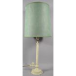 A Painted Metal Table Lamp Formed from a Former Gas Lamp with Tap, Complete with Shade