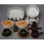 A Collection of 1970's Meakin and Other Breakfast and Dinner Wares, Teak and Metal Candelabra etc