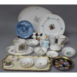 A Collection of Ceramics to Comprise Oval Platter, Continental Gilt Bordered Tray, Aynsley Lidded