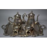 A Silver Plated Four Piece Teaset to Comprise Coffee Pot, Teapot, Milk and Sugar on Rectangular