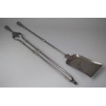 A Pair of 19th Century Long Handled Steel Fire Irons, 76cm Long