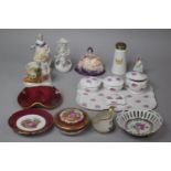 A Collection of Various Continental Ceramics to Comprise Figures, Part Rose Pattern Dressing Table