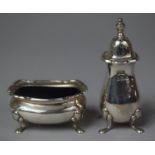 A Silver Two Piece Cruet Comprising Mustard and Pepper Pot