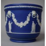 A Wedgwood Blue and White Jasperware Planter, 18cm diameter and 16cm high