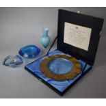 A Horse Racing Presentation Glass Gilt Bordered Cake Plate in Original Box Dated 1989 Together