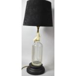 A Novelty Table Lamp Formed from a Schweppes Soda Siphon Complete with Shade, Total Height 63cm