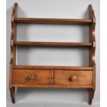 A Mid 20th Century Wall Hanging Two Shelf Unit with Two Base Drawers, 58cm Wide