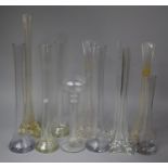 A Collection of Twelve Various Long Stemmed Glass Vases, Tallest, 50cm High