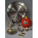A Collection of Drinking and Other Items to Include Stainless Steel Tanqueray Gin Tray, Silver