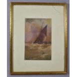 A Framed Watercolour Depicting Sailing Barge Signed C Montague, 22x14cm