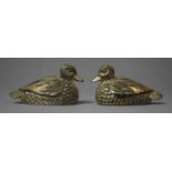A Novelty Two Piece Cruet in the Form of Two Ducks, Each 7cm long