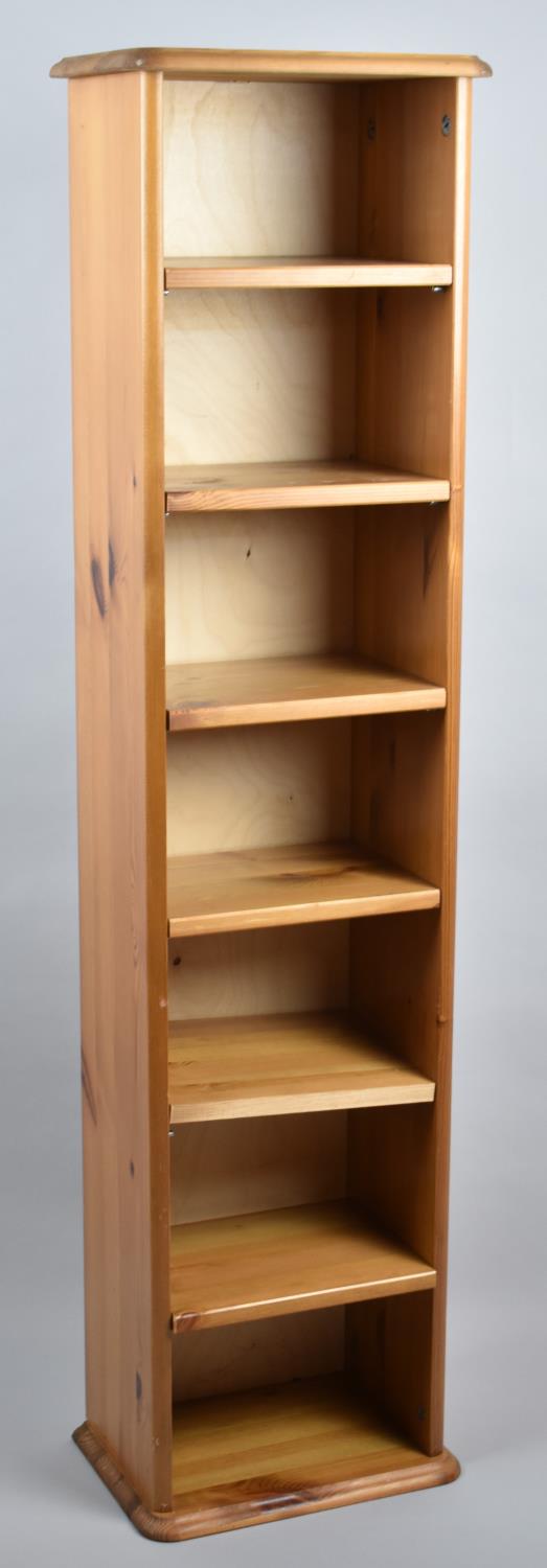 A Modern Pine Six Shelf Open Storage Rack, 27cm Wide
