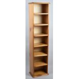 A Modern Pine Six Shelf Open Storage Rack, 27cm Wide