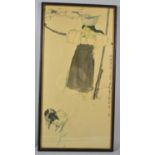 A Framed Oriental Print Depicting Shepherd Girl, 54 x 26cm