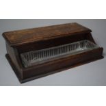 An Edwardian Oak Desk Top Inkstand with Glass Pen Tray and Three Glass Inkwells, 27cm Wide