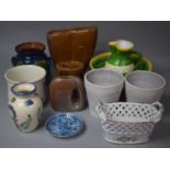 A Collection of Various Continental Ceramics to Comprise Jug, Vases Planters, Pierced Basket Etc