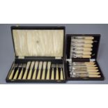 A Cased Set of Six Bone Handled Fish Knives and Forks by Elkington Together Firth Staybright Set