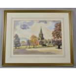 A Framed Watercolour Depicting Tong Church, Signed R Owen, 35x25cm