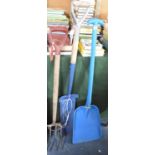 A Collection of Garden Tools to Include Snow Shovel, Draining Spade and a Fork