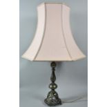 A Modern Cast and Pierced Metal Table Lamp with Shade, Total Height 63cm