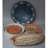 A Collection of Various Stoneware and Studio Pottery to Include Large Circular Charger with Fish