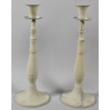 A Pair of Modern Painted Metal Candlesticks, Each 34.5cm high