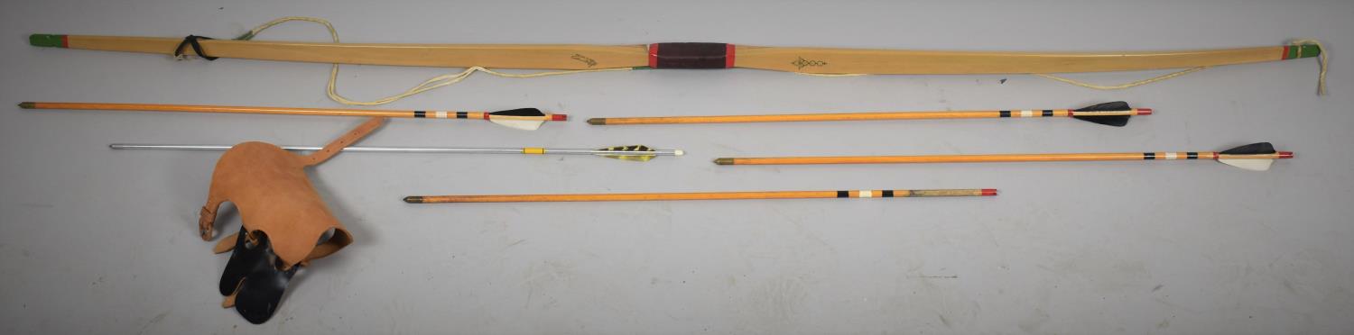 A Modern Bow and Arrow Set with Leather Guard