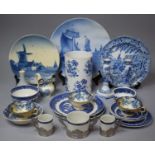A Collection of Blue and White to Comprise Pair of Spode Italian Pattern Candlesticks, 19th