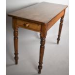 A Late 19th/Early 20th Century Narrow Side Table with Single Drawer on Turned Supports, 111cm x 48cm