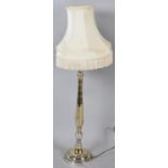 A Tall Silver Plated Table Lamp with Shade, Lamp 64cm high