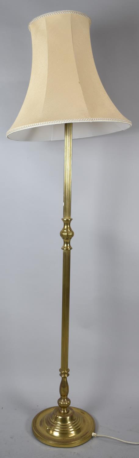 A Mid 20th Century Reeded Column Standard Lamp with Shade