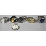 A Collection of Various Wrist Watches and a Pocket Watch, All in Need of Attention