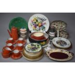 A Collection of Various Ceramics to Comprise Floral Pattern Plates, Leaf Plate, Wade Rubytone Two