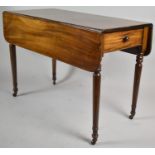 A 19th Century Mahogany Drop Leaf Pembroke Table with Single Drawer, Turned Support, 103cm wide