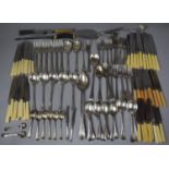 A Large Collection of Cutlery to Comprise Silver Plated Monogrammed Examples, Large Ladle, Various