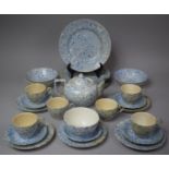 A Burleigh Scilla Blue Floral Pattern Breakfast Set to Comprise Six Cups, Five Saucers, Five Side