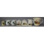 A Collection of Seven Pieces of Chicken and Cockerel Decorated Kitchen China to Comprise Measuring