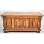 A Mid 20th Century Oak Linen Fold Lift Top Coffer Chest, 95cm wide