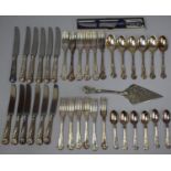 A Collection of Kings Pattern Cutlery to Comprise Forks, Spoons, Teaspoons, Fish Slice, Silver