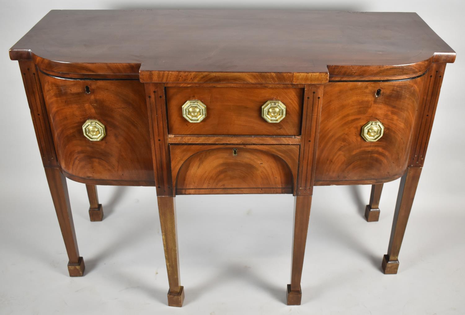 A 19th Century Mahogany Breakfront Sideboard with Two Centre Drawer and Quadrant Side Drawers All - Image 2 of 2