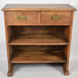 An Edwardian Two Shelf Open Bookcase with Two Top Drawers, 70cm wide